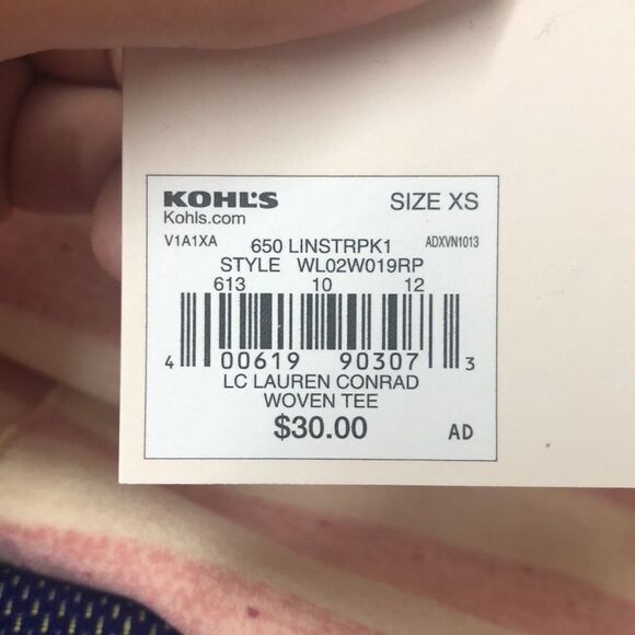 NWT Lauren Conrad XS Woven Stripe Tee - Picture 4 of 4